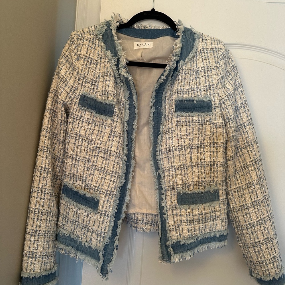 Risen los Angeles Blue and Cream Tweed Jacket